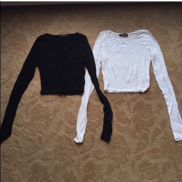 Solemio Tops - Black white long Steve crop top set